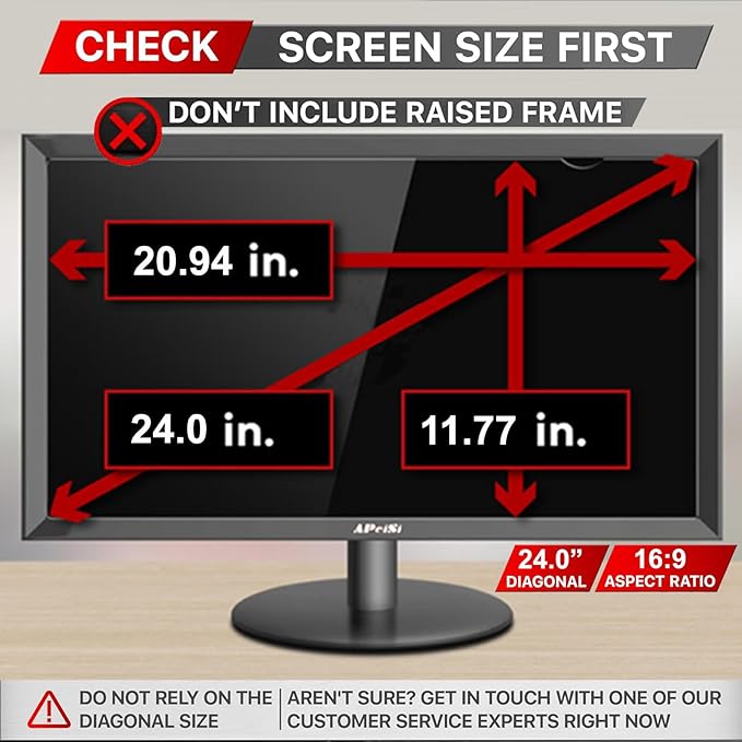 [2 Pack] 24 Inch Privacy Screen Filter for Widescreen 16:9 Monitor | Privacy Shield | Anti-Glare | Anti-Blue light Protector | Eye Protection | Computer Security Private Filter