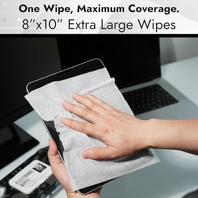 Air Jungles Electronic Wipes Screen Cleaning 70 Count, Quick Dry, Extra Large 8"x10" Tech Cleaner Wipes for LED Screen, TVs, Cars, Computer,Tablets, Phones, Laptops, VR, Monitors