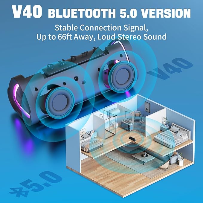 Vanzon Bluetooth Speakers V40 Portable Wireless Speaker V5.0 with 24W Loud Stereo Sound, TWS, 24H Playtime & IPX7 Waterproof, Suitable for Travel, Home&Outdoors-Pink