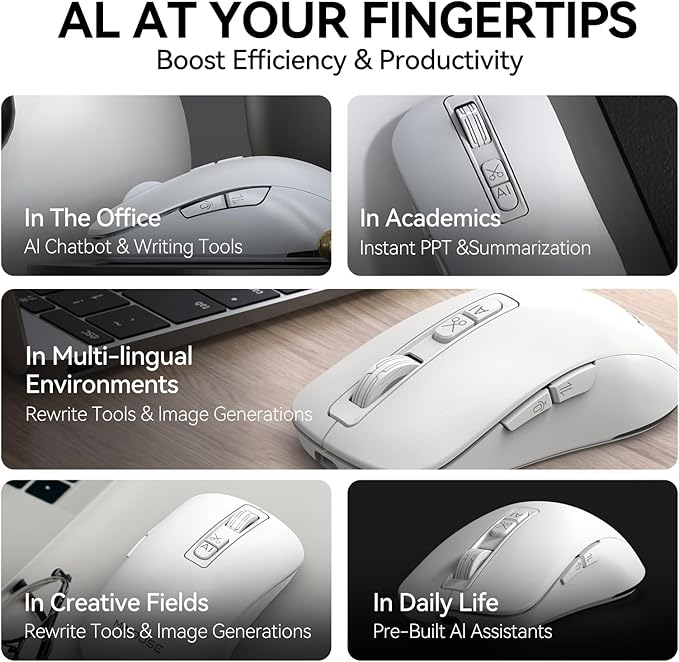 M4 Wireless Smart Ai Mouse For Pc Laptops,One-Touch Voice Input, Ai Assistant, Meeting Recording, Screenshot Translation, And Multi-Language Compatibility, Is A High-Performance Office Device.