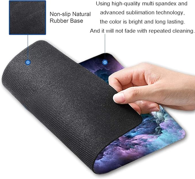 Rainbow Cloud Mouse Pad, Modern Pretty Space Gaming Mouse Mat - Square, Waterproof, Non-Slip Rubber Base - 9.5"x7.9"x0.12" Inch - For Office, Home, Laptop, Travel