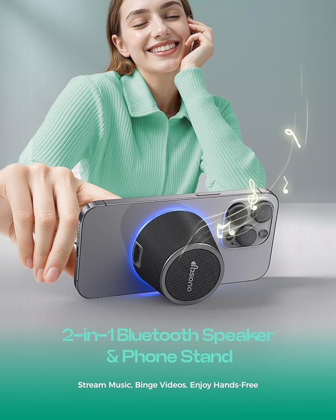 Stocking Stuffers for Men Women: Portable Bluetooth Speaker with Color Light Phone Stand, Christmas Birthday Anniversary White Elephant Gifts for Adults Teens Boy Girl Trendy Stuff