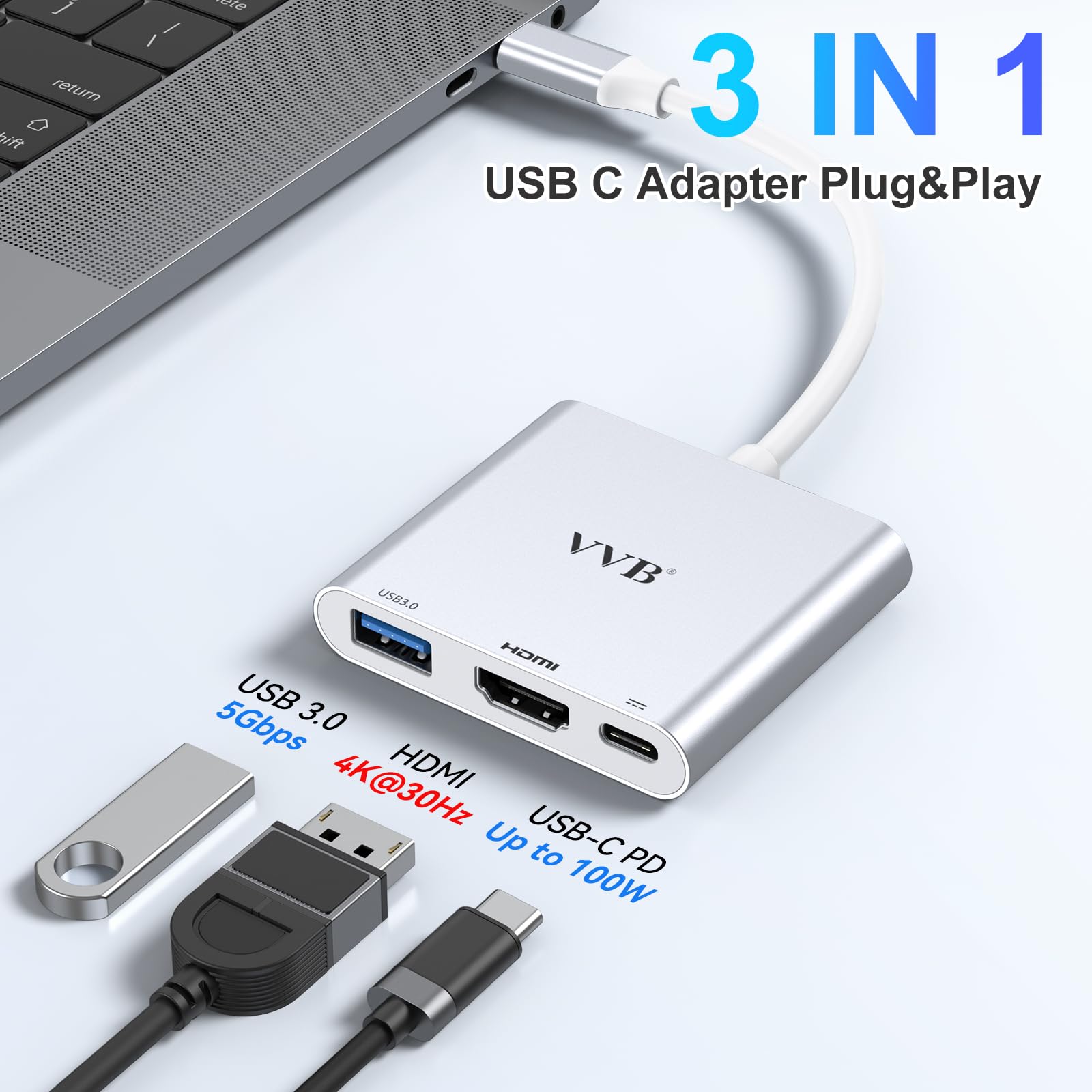 USB C to HDMI Adapter,USB-C Adapter Hub Multiport Digital AV Converter