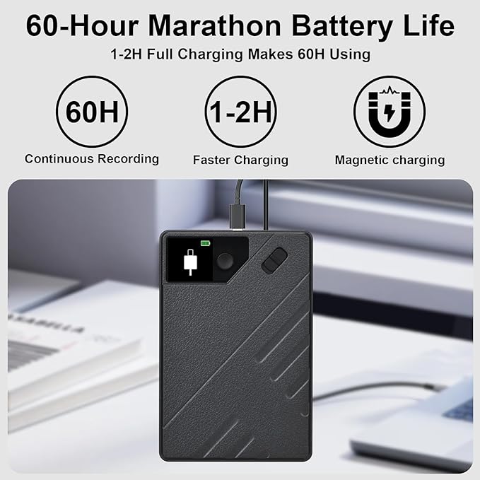 Ai Voice Recorder, Note Voice to Text Recorder W/Magnetic Case, App Control, Transcribe & Summarize with by Chatgpt, Support 112 Languages, 64GB Memory, Audio Recorder for Lectures, Meetings, Calls