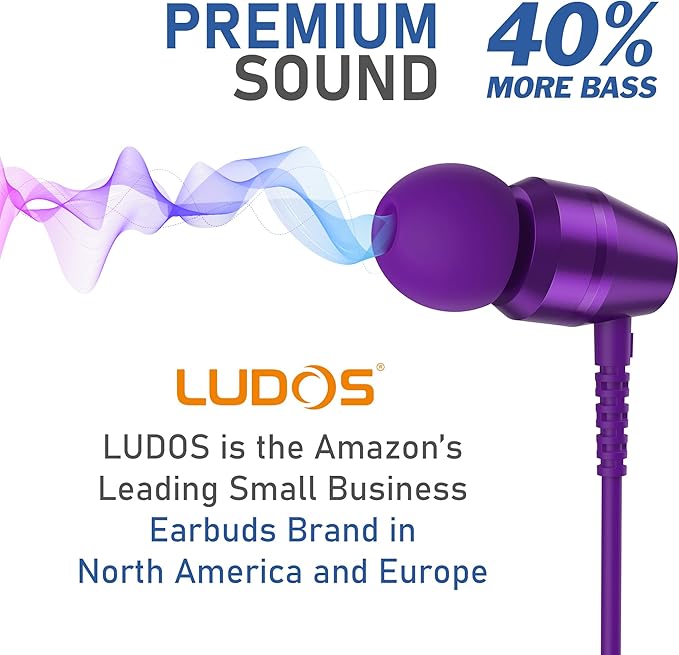LUDOS OMNITONE USB C Headphones for iPhone 16 15 Pro Max Plus iPad Pro, 5 Years Warranty, USB-C Earbuds for Samsung Galaxy S24 S23 S22 S21 S20 A55 A54 A53, USB Type C Earphones - Purple