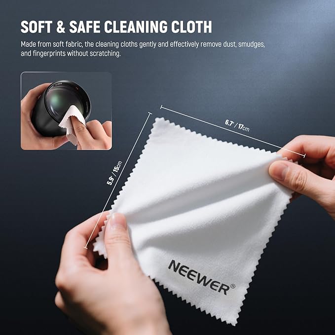 NEEWER 5 in 1 Camera Lens Cleaning Kit, 1x Lens Brush Pen + 1x Air Blower + 1x 24mm Full Frame Sensor Swab + 2X Cleaning Cloth, for Electronics, Smartphones, Tablets, HM-43