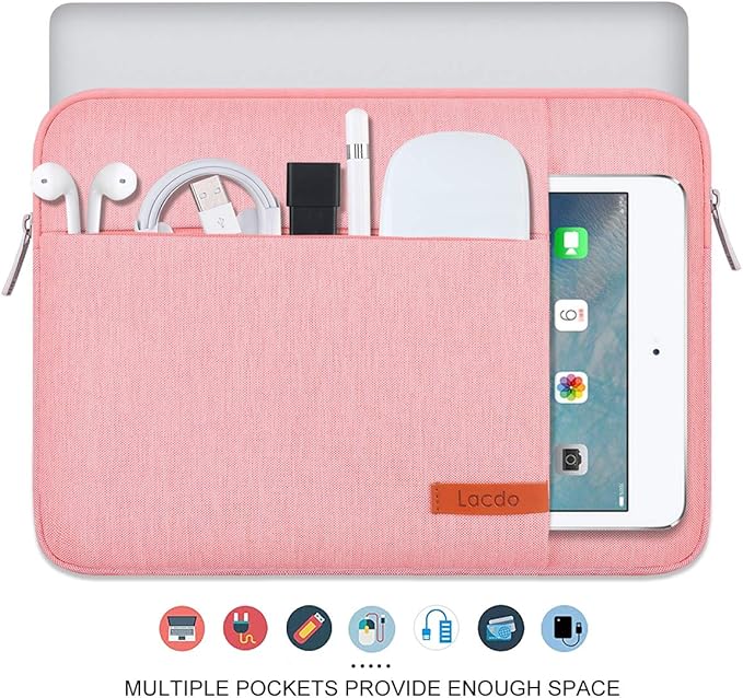 Lacdo Chromebook Case 11 Inch Laptop Sleeve for 11 Inch Acer HP Lenovo Dell Samsung ASUS Chromebook Spin 3 11, 13 inch New Surface Pro 11 Copilot+PC / 10 9 8 X, 11.6" MacBook Air Computer Bag, Peach