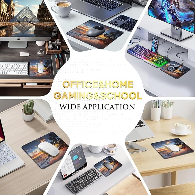JIKIOU 3 Pack Mouse Pad with Stitched Edge, Comfortable Mouse Pads with Non-Slip Rubber Base, Washable Mousepads Bulk with Lycra Cloth, Mouse Pads for Computers Laptop Mouse 10.2x8.3x0.12in Sunset