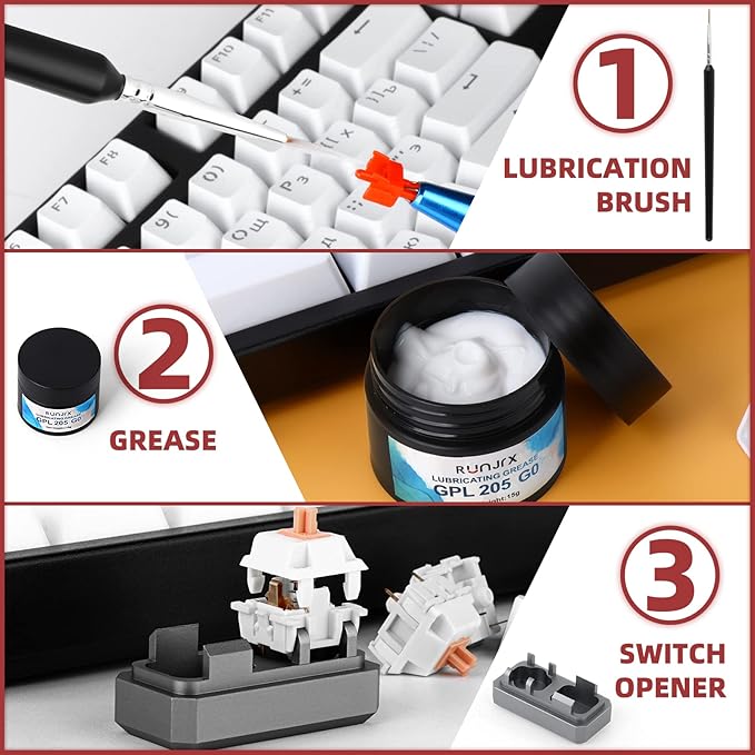 YIMAGUJRX RUNJRX 36 Switches Acrylic Lube Station for Keyboard Switch,GPL 205G0 0.53oz/15g, Switch Opener for MX Cherry Akko Panda Kailh Switch Tester,Switch Lube Kit for Gaming Keyboard