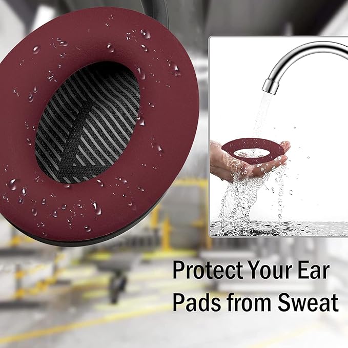 SOULWIT Silicone Ear Pads Cover Protector for Bose QuietComfort QC15 QC25 QC2 QC35 QC45/Ae2 Ae2i Ae2w/SoundTrue & SoundLink AE Headphones Cushions, Sweatproof, Easily Washable - Burgundy