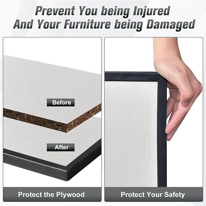 Rubber Edge Trim, Self Adhesive U Channel Edge Trim, Big Size U Shaped Trim, Edge Banding for Plywood, Woods, Shelf, Cabinet, Countertop, Fit for 3/8", Length 20Ft, Black