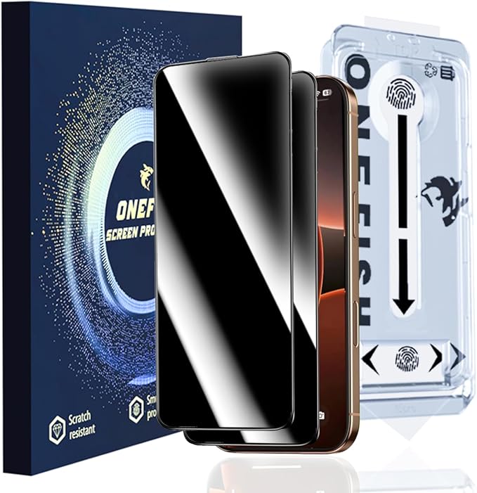 OneFish Full Edge Coverage Tempered Glass Screen Protector for IPhone 11 Pro Max/IPhone Xs Max 6.5 inch 2 Pack Edge Reinforcement, Self-Aligning Installation, Case Friendly Privacy Screen Protectors
