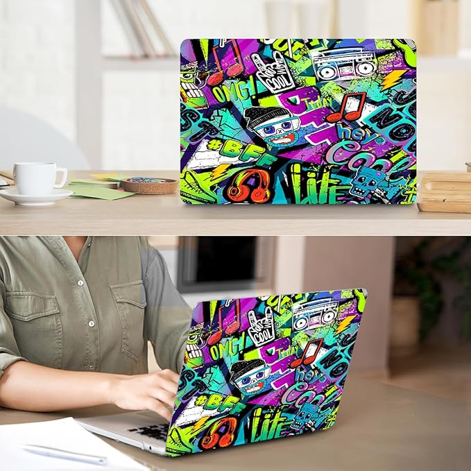 Compatible with MacBook Air 13 inch Case 2025 2024-2022 M4 A3240 M3 A3113 M2 A2681, Plastic Hard Shell&Keyboard Cover&Screen Film&Webcam Cover for MacBook Air 13.6 inch Case, Cool Graffiti