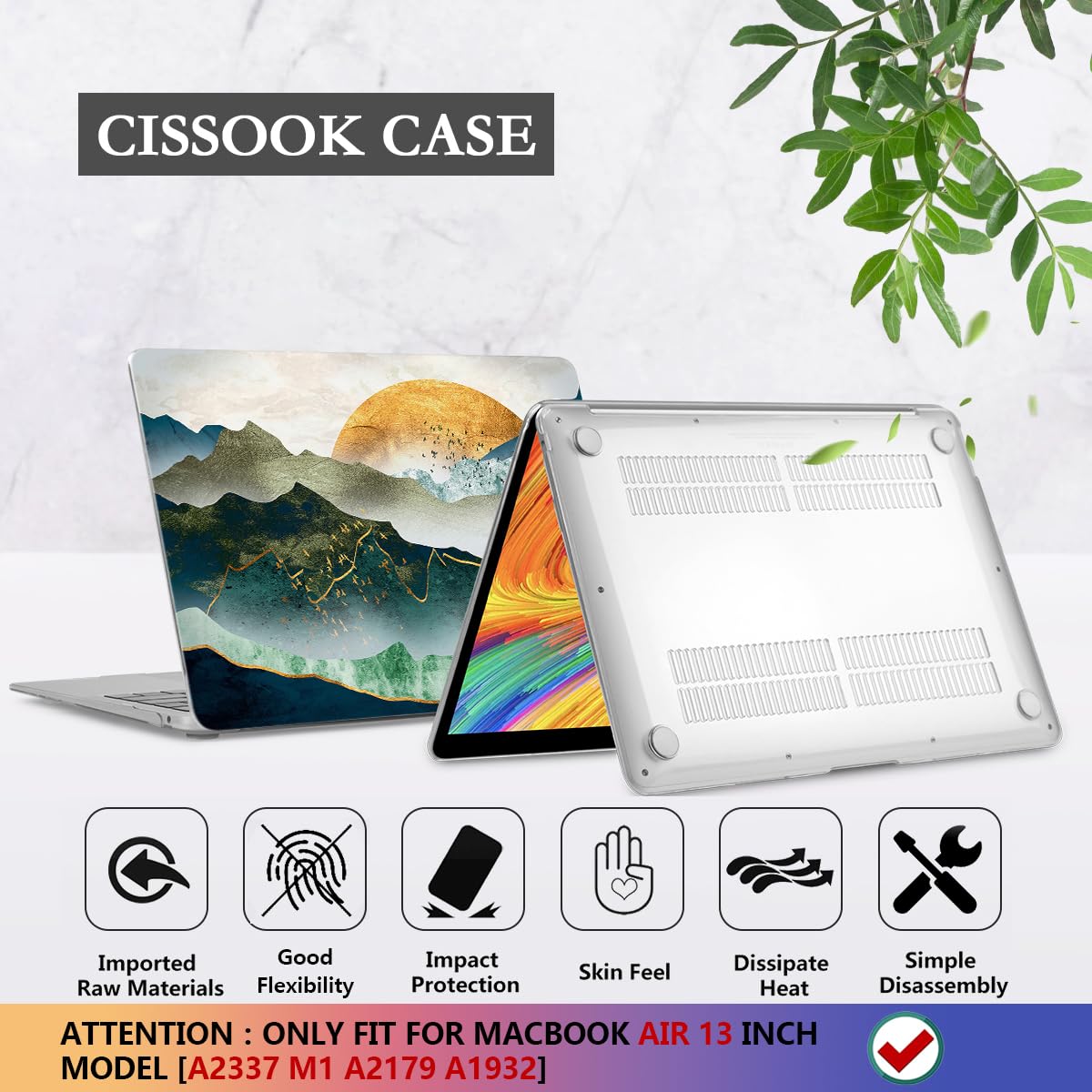 CISSOOK Compatible with MacBook Air 13 inch Case 2021 2020 2019 2018