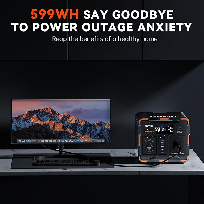 EM300 Portable Solar Station, 259Wh LiFePO4 Battery, 65W USB-C PD Fast Charging, 600W Peak, AC/DC/USB-A Output for Camping, Home and Emergency Use (300W Portable Power Station)