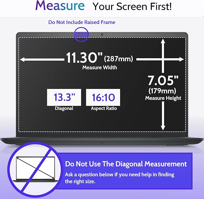 3 Pcs Anti Blue Light Screen Protector for Laptop 13.4"/13.3" 16:10, 13In Computer Monitor Glare Filter UV Blocker Shield Cover Eye Protection Film