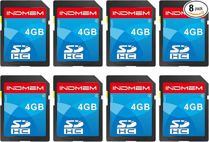 INDMEM SD Card 4GB, 8 Packs Class 4 4GB Flash Memory Card MLC Standard Secure Digital Cards Camera Card