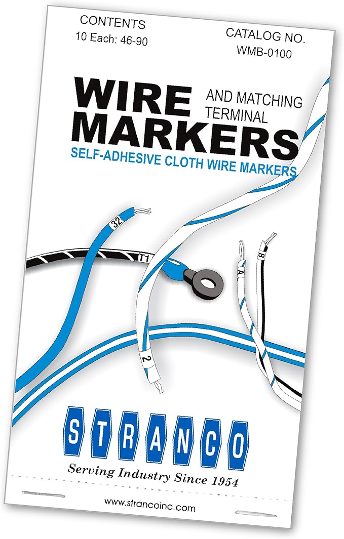Premium Wire Marker Book for Cable Management, Vinyl-Coated, High-Tack Adhesive, Electric Panel Wire Label Stickers - 10 Pages, 1 Book, Numbered 46-90 (Pack of 25)