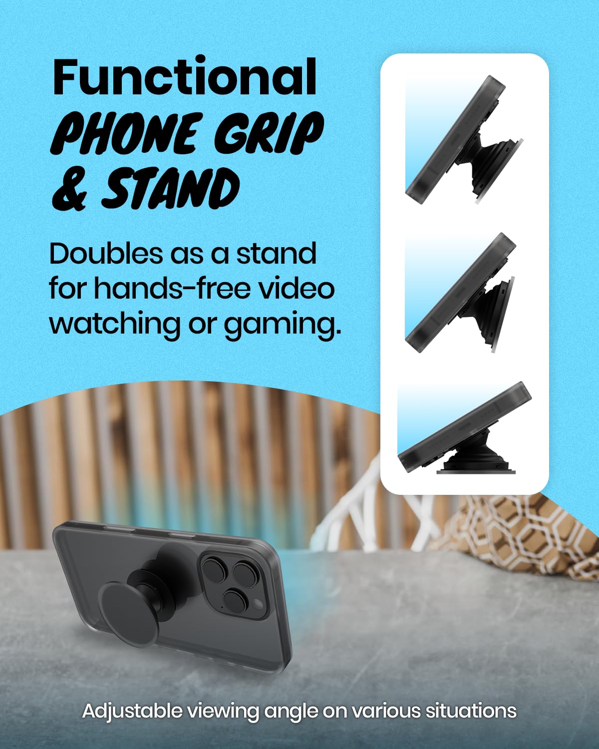 Solid Color Button Phone Grip – Minimalist Design, Durable and Lightweight, Grip and Stand for Smartphones (Red, Adhesive Type)