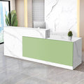 Reception Desk with Counter Modern Checkout Counter with Lockable Drawer Keyboard Tray Receptionist Desk for Office Salon Reception Table Q Right 51inch/130cm