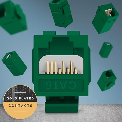 Everest RJ45 CAT6 Keystone Coupler in Green (12-Pack) - RJ45 Coupler - Cat6 Keystone Jacks
