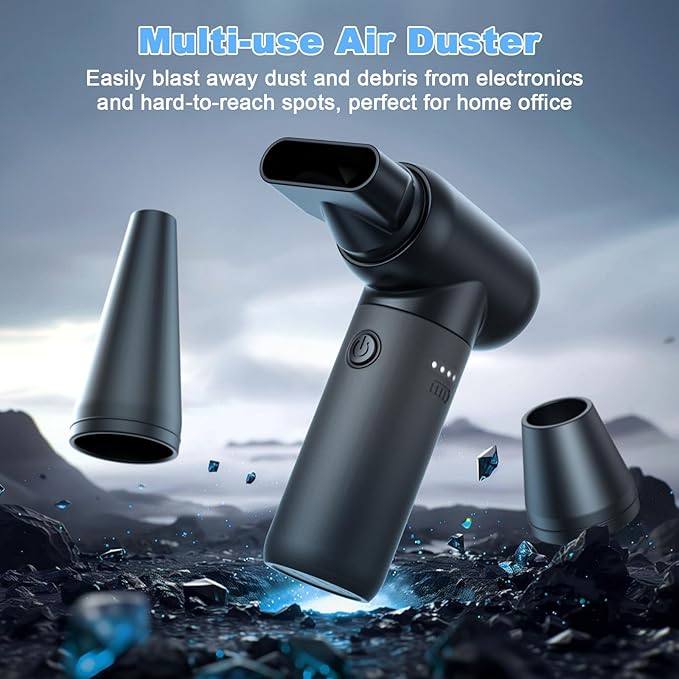 Electric Air Duster, 110,000 RPM 3 Gear Adjustable Cordless Air Blower, 6000mAh Rechargeable Battery,Portable Dust Cleaner for Computer,Car Home & Outdoor,Replaces Compressed Air Cans