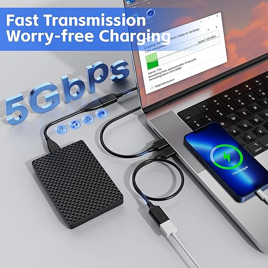 7FT USB 3.0 Extension Cable - 2 Pack, USB A Female to Male, Compatible with Flash Drive, Hard Drive, Card Reader, Webcam, Printer, Keyboard, Mouse, Playstation, Xbox, VR Headset