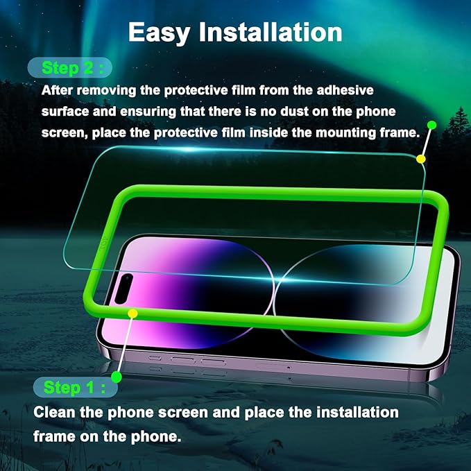Blue Light Screen Protector for iPhone 14 Pro (6.1")*2 Pack + 2 Pack Camera Lens Protector,Eye Protection,HD Blue Light Blocking Tempered Glass Film, No Bubble, with Easy Installation Kit