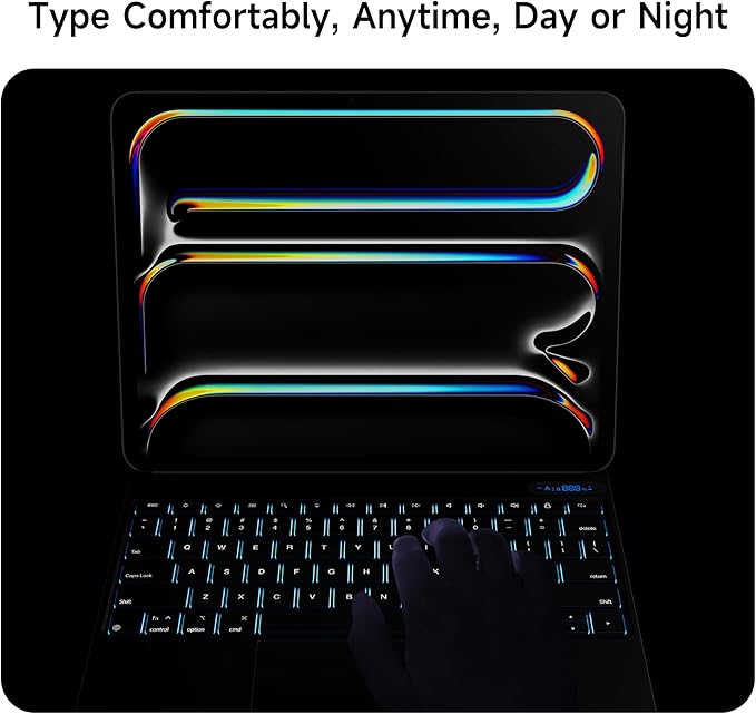 nimin Keyboard Case for iPad Pro 13 inch 2024 (M4), Multi-Touch Trackpad, Magnetic Attach, 7-Color Backlight, Auto Sleep/Wake, Snow White