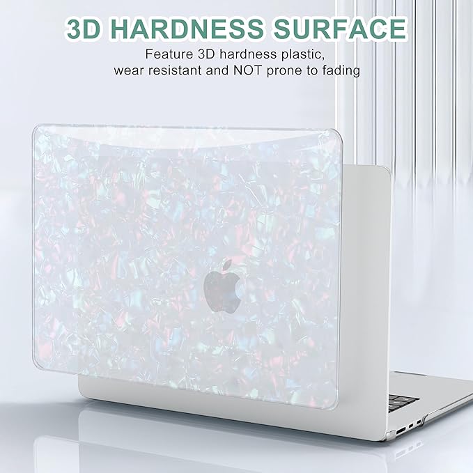 B BELK Compatible with MacBook Air 13 inch Case 2025 2024 2023 2022 M4 M3 M2 A3240 A3113 A2681, Plastic Laptop Hard Shell +Keyboard Cover +Screen Protector for MacBook Air 13.6 inch Case, Shiny Pearl