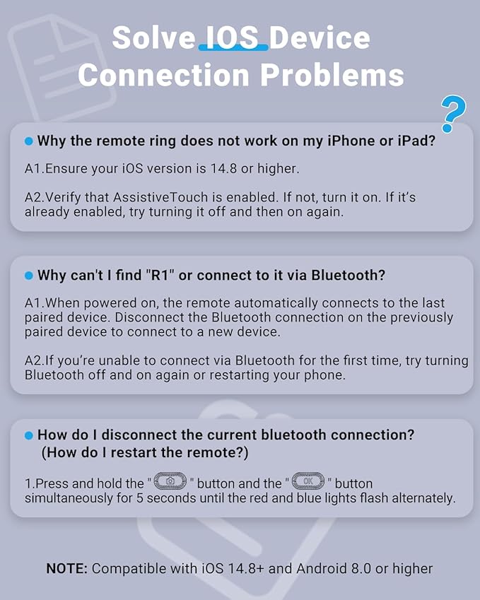 TikTok Scrolling Ring Remote Control, Camera Shutter Remote, Wireless Bluetooth Scrolling Ring for iPhone, iPad, iOS, Android - Graphite Black