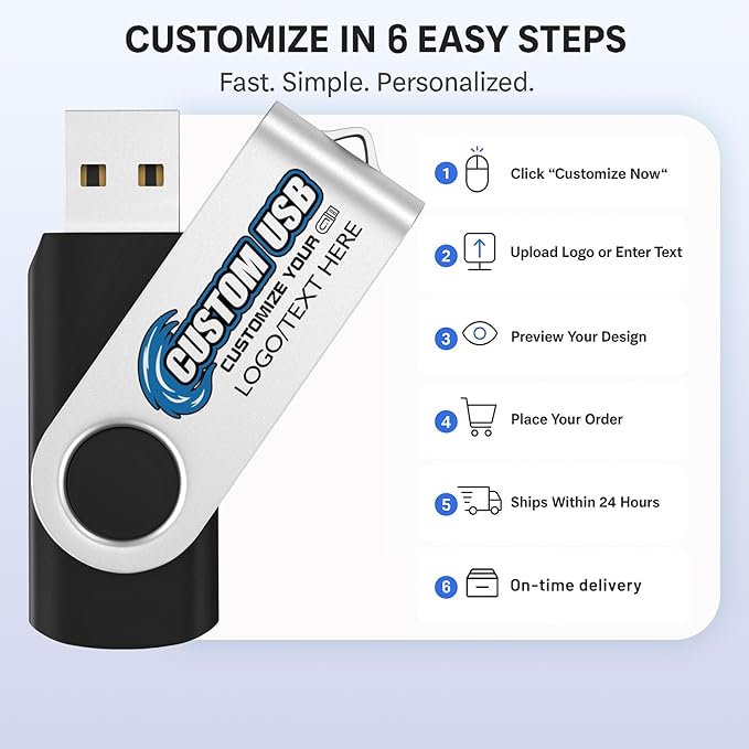 ABLAZE Personalized USB 64GB Flash Drive 10 Pack, USB 2.0 Custom Thumb Drives Personalized Pendrive Memory Stick (Mixcolors)
