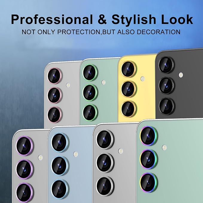 for Samsung Galaxy S24 FE Camera Lens Protector, Individual Metal Ring Tempered Glass Lens Cover, [Strong Adsorption] Scratch Resistant Ultra-Thin HD Clear Lens Cover, 1 Set-Purple