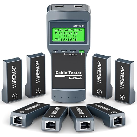 RJ45 Network Cable Tester, VXSCAN 8 Remote Units Network LAN Length Ethernet Cable Tester Kits for Cat5/CAT5e/CAT6/CAT6e - Locate The Breakage Point Length Measurement & Continuity Checking