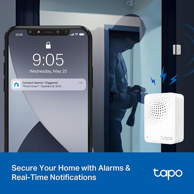 Tapo Door Sensor Starter KIT, Matter Compatible, 3X Smart Door Window Contact Sensor and 1x Smart Hub with Built-in Chime, Smart Automation, Real-Time Notification, T31 KIT