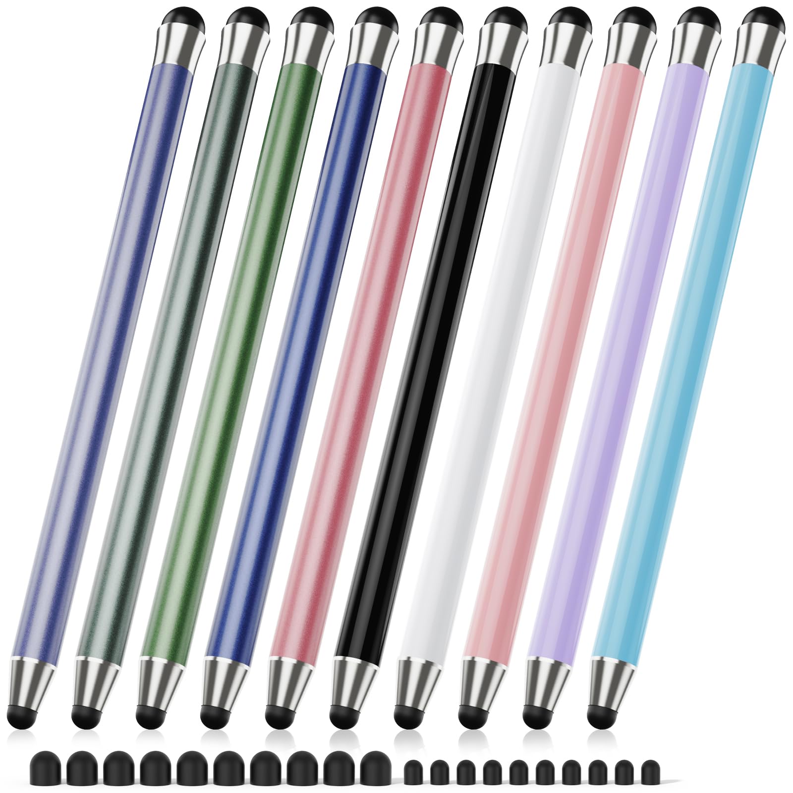 Stylus Pen for Touchscreen 10Pcs, 2-in-1 High Sensitivity & Precision Stylists pens, Stylus Pen for iPad/iPhone/Samsung/Android Tablets and Universal Capacitive Touch Screen (Colorful)