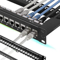 Rapink Patch Panel 24 Port Cat7 with Inline Keystone 10G Support, Coupler Patch Panel STP Shielded 19-Inch with Removable Back Bar, 1U Network Panel for Cat7, Cat6, Cat6A, Cat5e,