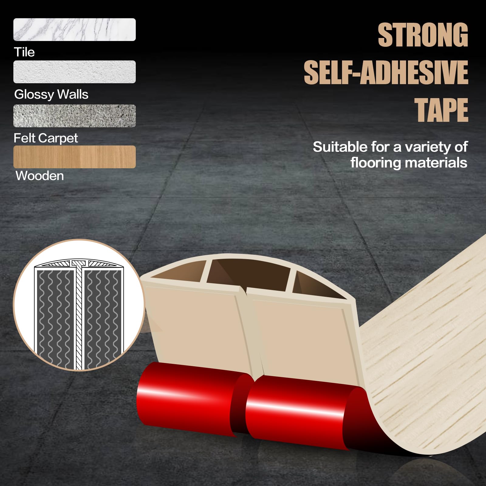 Floor Cord Cover Cavity 0.8"x0.37" Self Adhesive Cord Hider, 10FT Low Profile Cable Management, Extension Strip Protector for Wires, Prevent Cable Trips for Offices, Gyms, Exhibitions (Yellow Wood