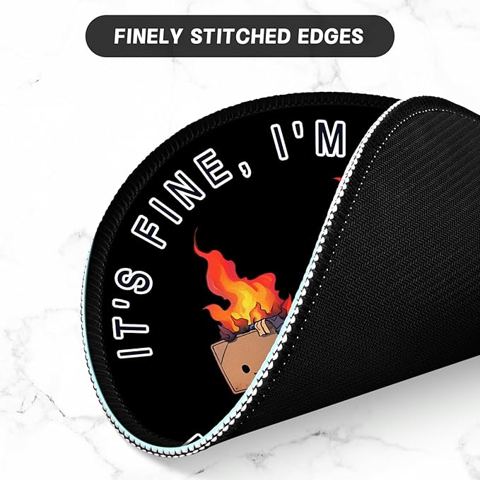 ITNRSIIET Round Mouse Pad with Stitched Edge Premium-Textured Waterproof Non-Slip Rubber Base Desktop Protection Mat Diameter 8.7 inches, Pretty Burning Box
