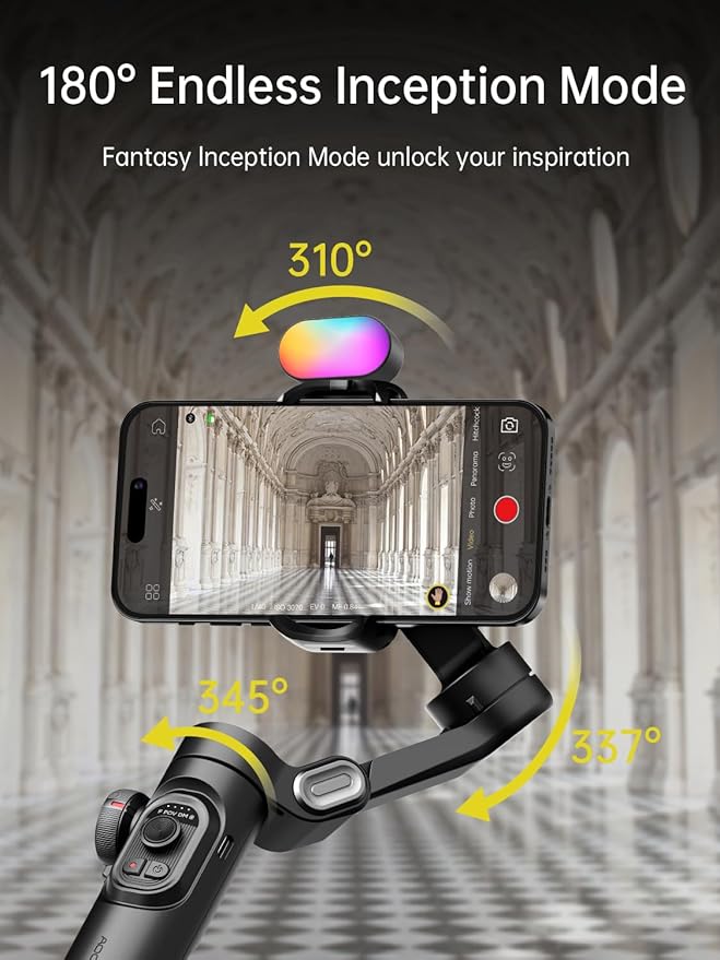 Gimbal stabilizer for Smartphone,Gesture Control/face Tracking,Magnetic Fill Light,Foldable Handheld Phone Gimbal,3-axis stabilizer TikTok YouTube Vlog Recording XE kit