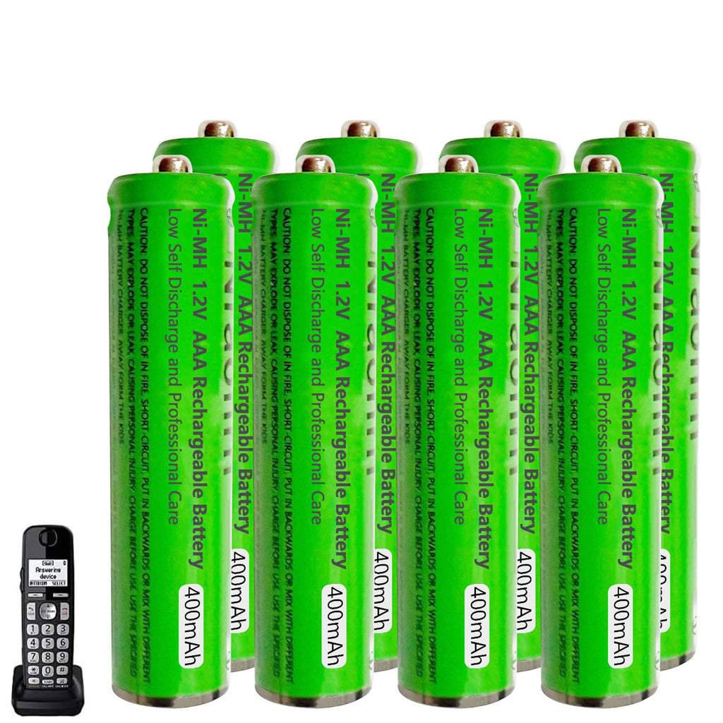 Nraonrn 8 Pack Ni-MH AAA Rechargeable Batteries 400mah AAA Ni-MH Rechargeable Batteries 1.2V for Panasonic Cordless Phones, Remote Controls, Electronics