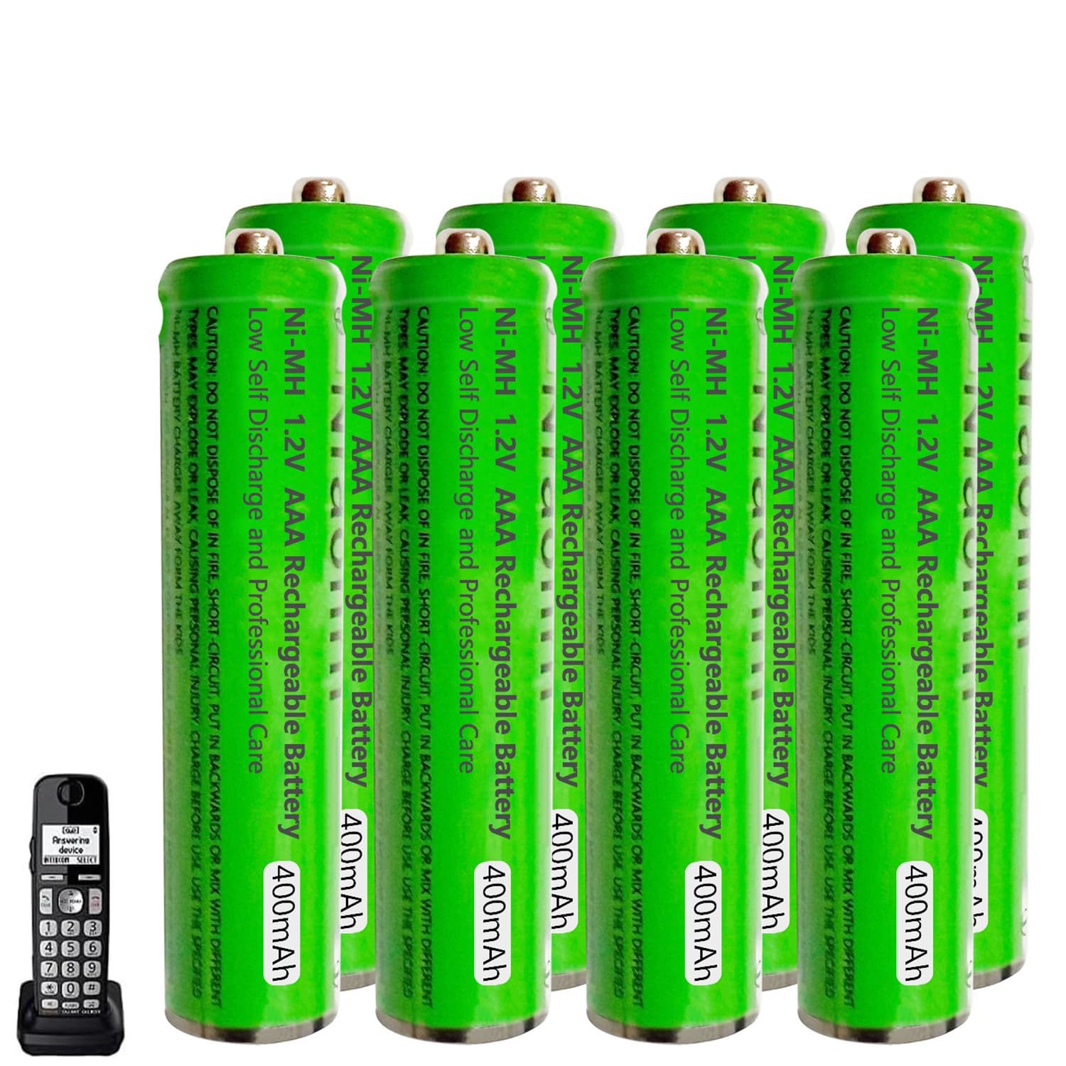 Nraonrn 8 Pack Ni-MH AAA Rechargeable Batteries 400mah AAA Ni-MH Rechargeable Batteries 1.2V for Panasonic Cordless Phones, Remote Controls, Electronics