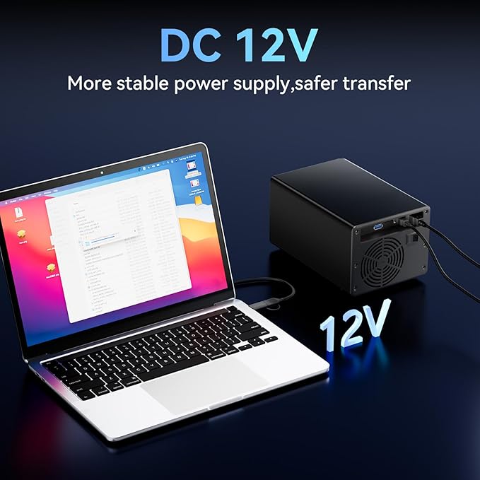 3 Bay 10Gbps Hard Drive Enclosure with Cooling Fan for 2.5“/3.5" SATA HDD/SSD with USB A/C 3.2 Gen 2, Support Hot Swappable, Daisy Chain Expansion, Tool-Free, DAS(NO RAID/NAS)