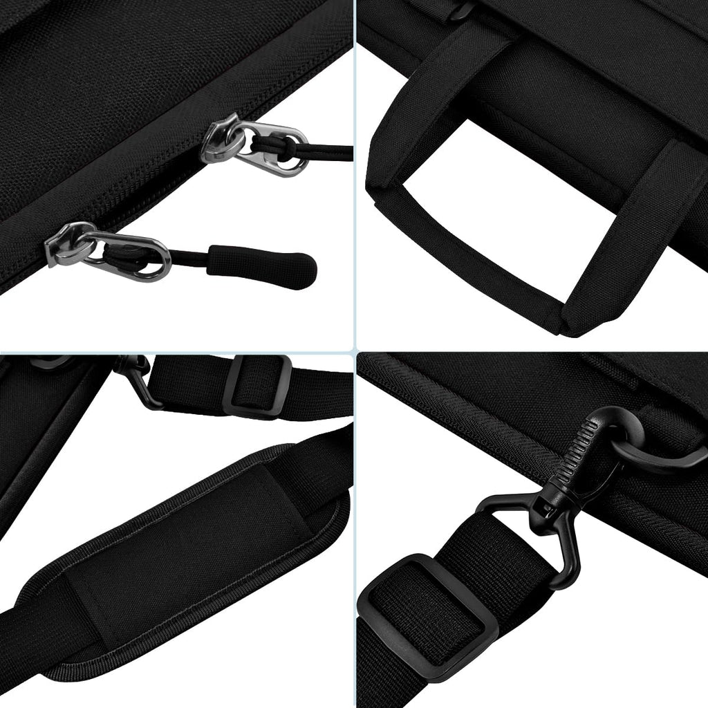 Laptop Case 15.6 inch Shoulder Bag, Durable Shockproof Protective Computer Carrying Briefcase with Multi-Pockets and Strap Compatible with Most 15.6 inch Notebooks,Black