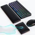 ASFSKY Keyboard and Mouse Wrist Rest Set - Memory Foam & Wooden Base Ergonomic Wrist Support Pad with PU Leather Cover, Non-Slip, Durable & Easy-to-Clean Wrist Cushion for Office, Gaming Desk