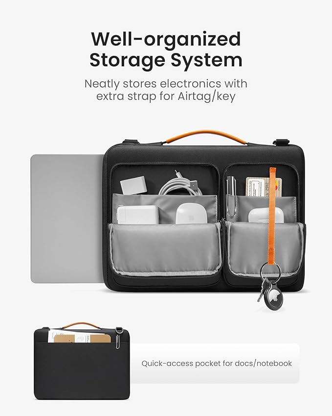 tomtoc Laptop Shoulder Bag for 14 Inch MacBook Pro M4/M3/M2/M1 Pro/Max 2024-2021, 13.5-14.4 Surface Laptop 6/5/Studio 2, Surface Book 3, 360 Protective Case Fit Asus VivoBook