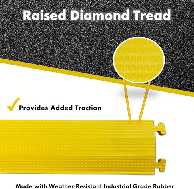 Kable Kontrol Drop Over Floor Cord Cover – 36” Inch Long 1 Channel Cable or Wire Protector – 100 Pcs Bulk Pack - Rubber Ramp for Indoor and Outdoor Use – Black