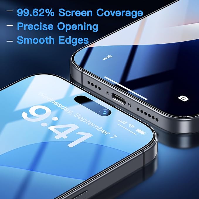 Uyiton Compatible with iPhone 16 Pro Max Screen Protector (Anti-Blue Light) - Shatterproof Full Coverage [Case Friendly] 9H Tempered Glass Screen Protector for iPhone 16 Pro Max, 2 Pack
