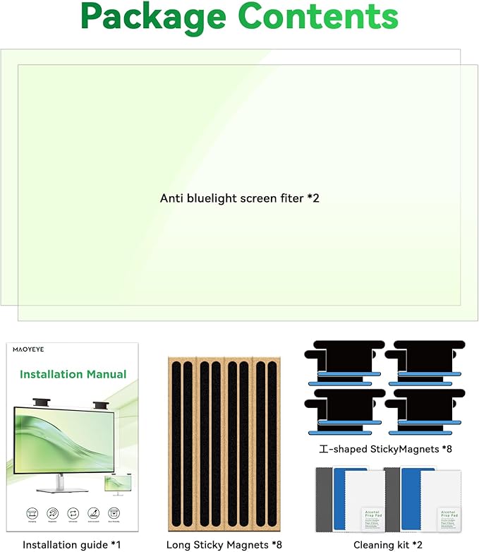 [2 Pack] Magnetic 21.5 in Computer Anti Blue Light Screen Protector for16:9 Aspect Ratio Widescreen Monitor, Hanging Eye Protection Anti-Glare Light Screen Protector, Removable 21.5in Protective Film