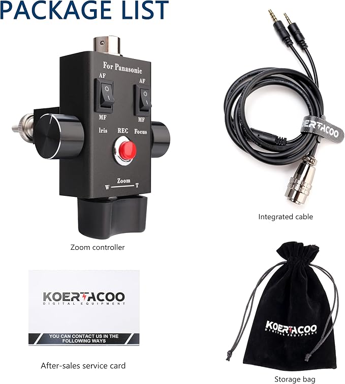 Camcorder Zoom Controller, Remote Control Zoom, Iris, and Focus Control + 2.5mm and 3.5mm Jack Cable for Panasonic HC-X1 HC-PV100 AG-UX90 AG-UX180 HC-X1000 AG-AC30 AG-AC90 AU-EVA1 Camera.